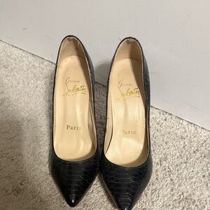 Christian Louboutin Black Snake-Embossed Heels
